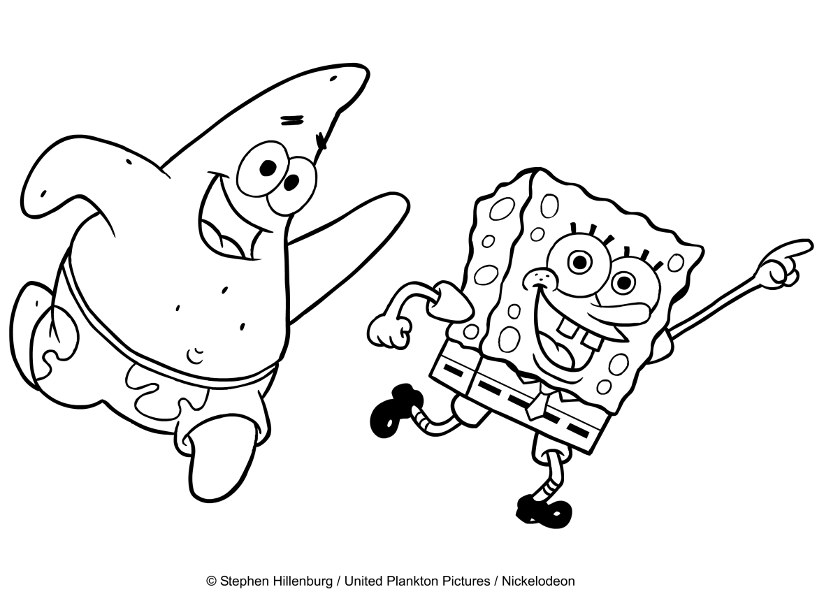 Les coloriages de Bob l'eponge che balla com Patrick  imprimer et colorier 