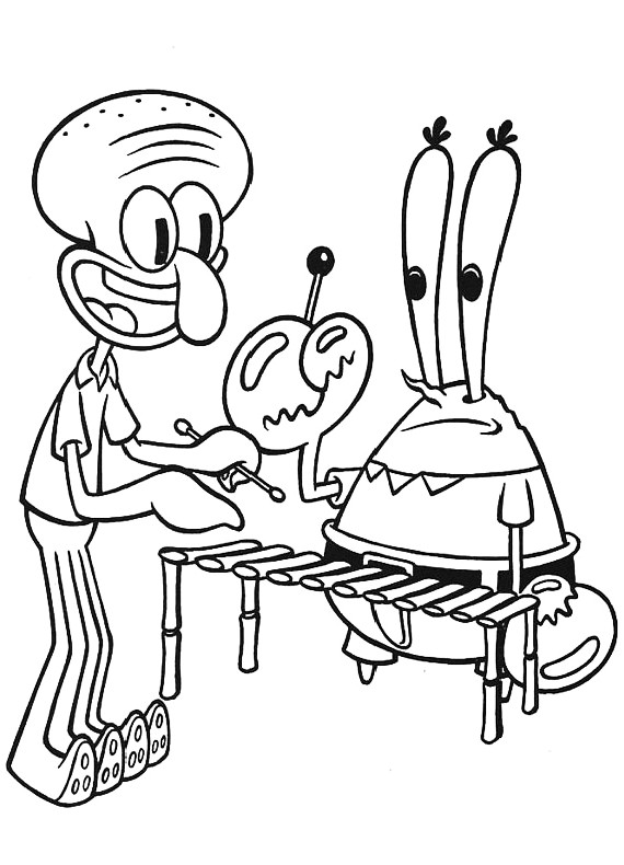 Les coloriages de Squiddi e Mr Krabs che suonano lo xilofono  imprimer et colorier 