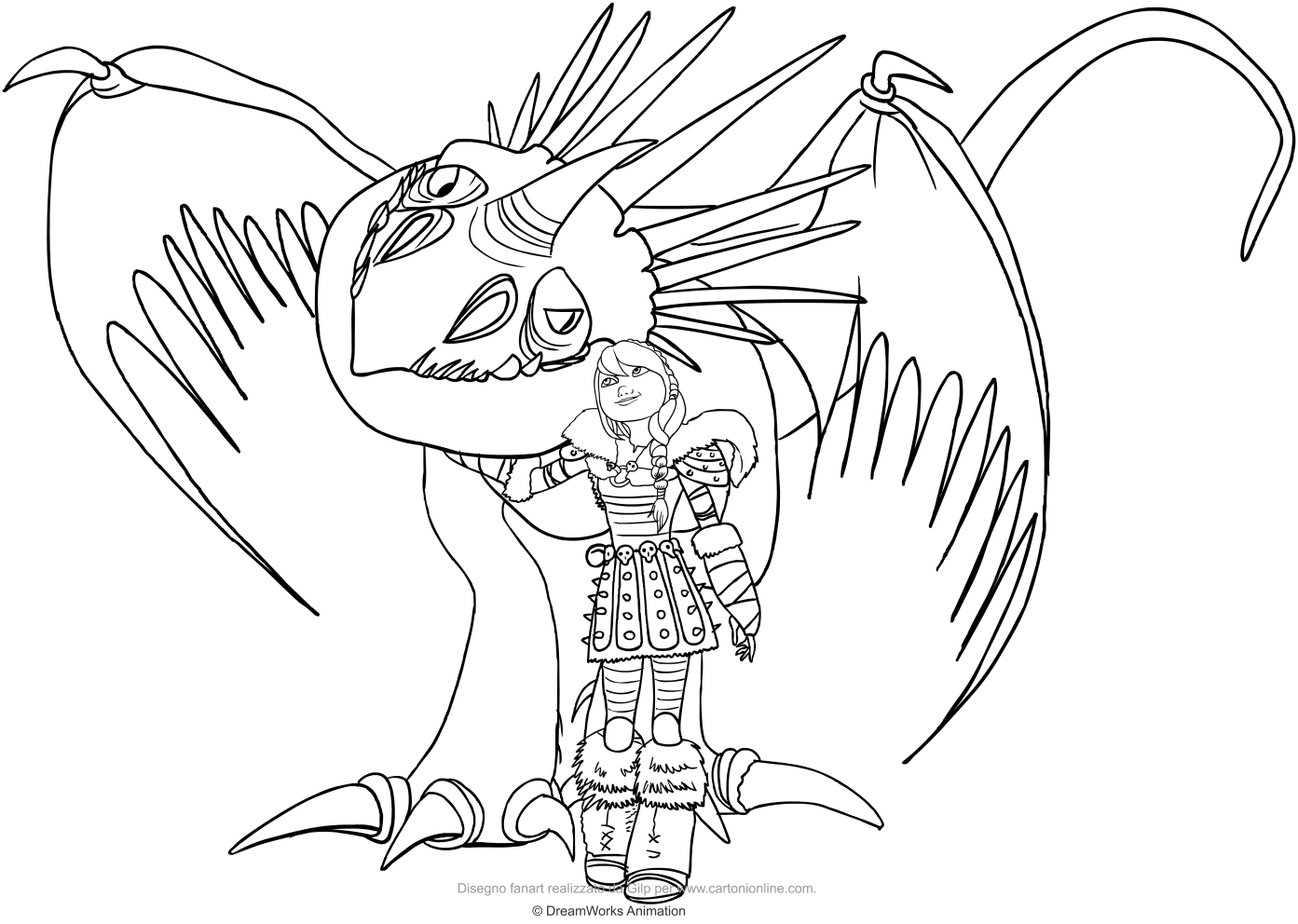 Les coloriages de Astrid e Nadder Mortfero o drago  imprimer et colorier