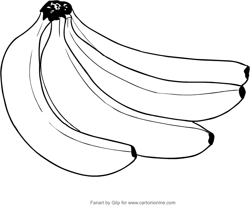 Les coloriages de bananes  imprimer et colorier