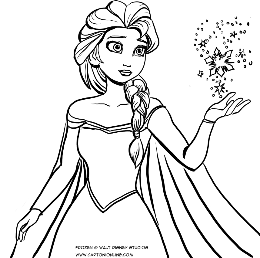 Les coloriages de Elsa, qui construit des cristaux de glace