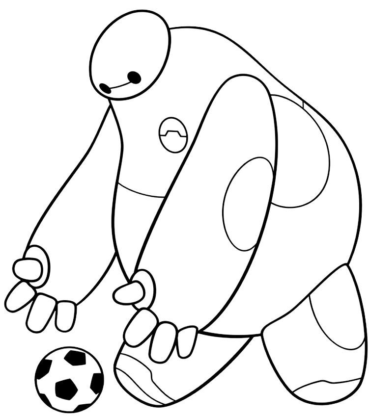 Les coloriages de Baymax qui donne le ballon  (Les Nouveaux Heros)  imprimer et colorier