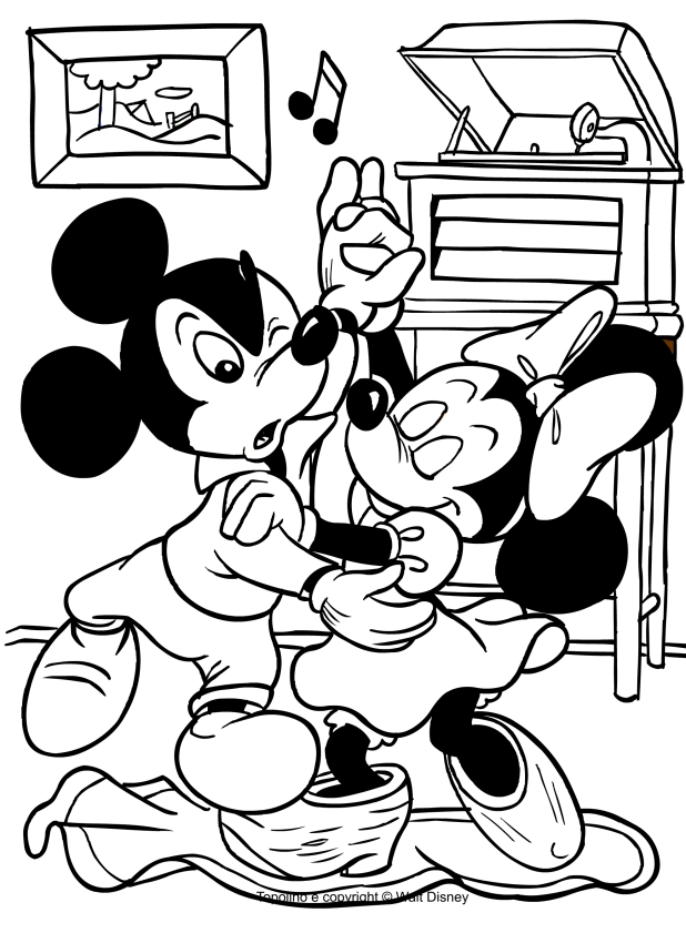 Les coloriages de Mickey et Minnie dansent  imprimer et colorier 