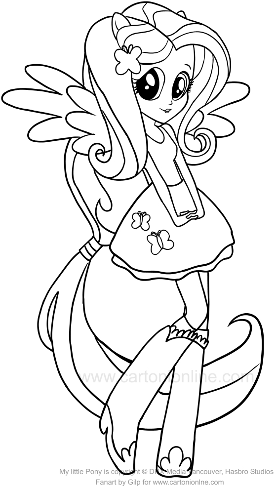 Les coloriages de Fluttershy (Equestria Girls) des Mon Petit Poney  imprimer et colorier