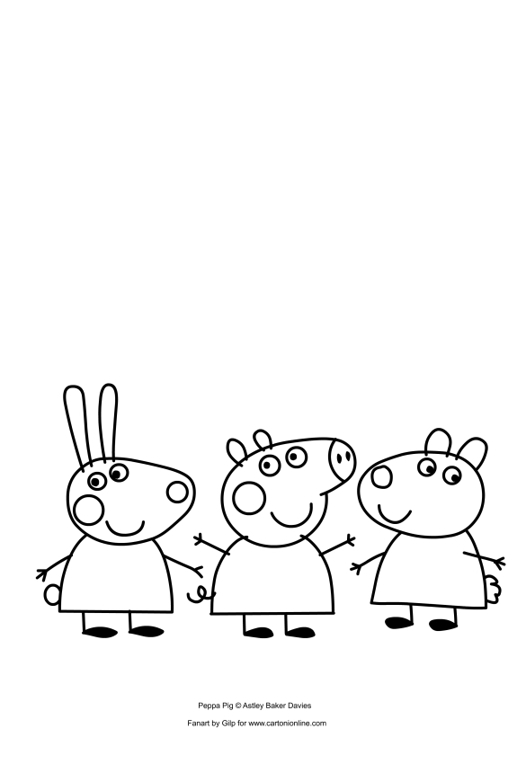 Les coloriages de Peppa Pig, Rebecca Rabbit et Suzy Sheep