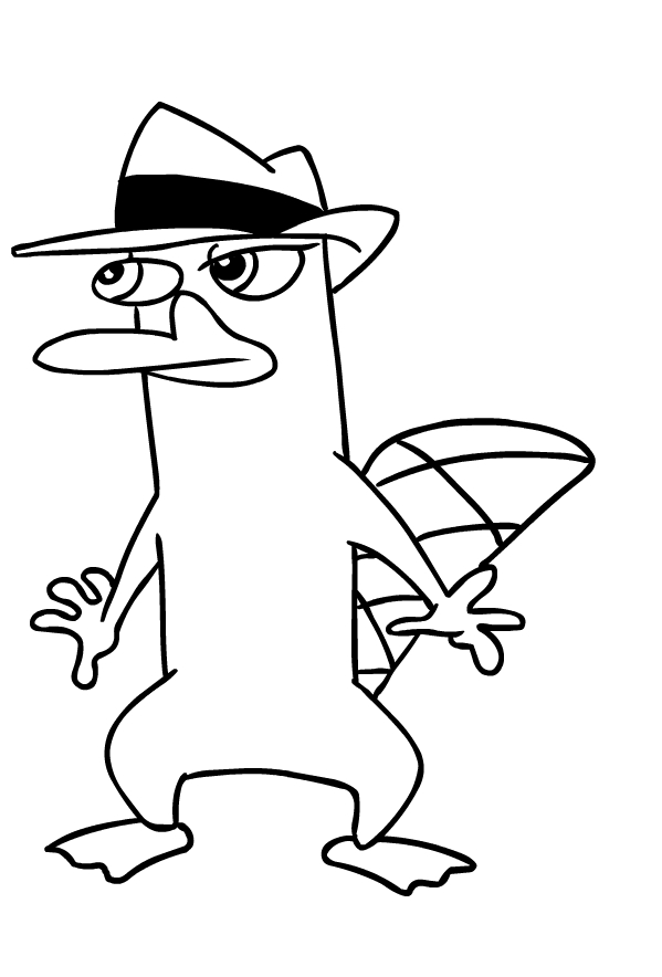 Coloriage de Perry l'ornithorynque de Phinas et Ferb  imprimer et colorier