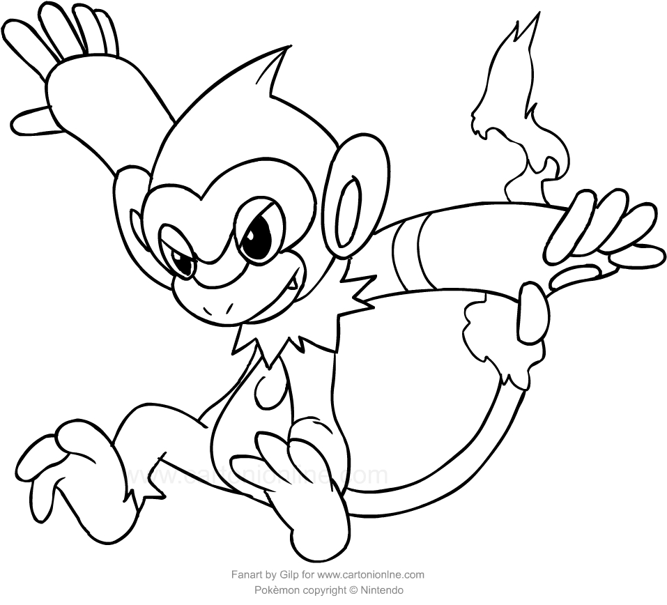 Les coloriages de Monferno des Pokemon  imprimer et colorier