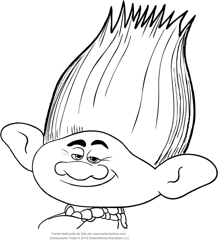 Les coloriages de Branch (le visage) des Trolls  imprimer et colorier