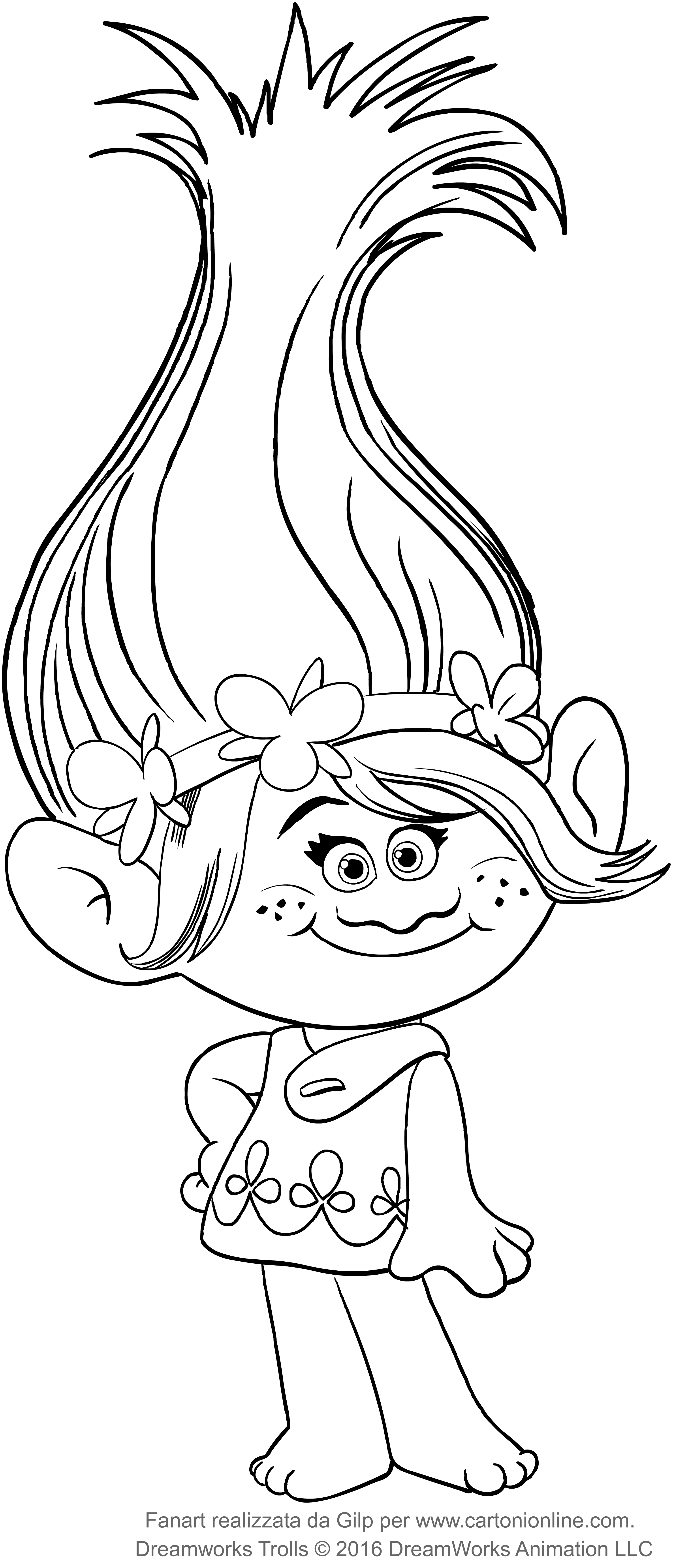 Les coloriages de Poppy des Trolls  imprimer et colorier