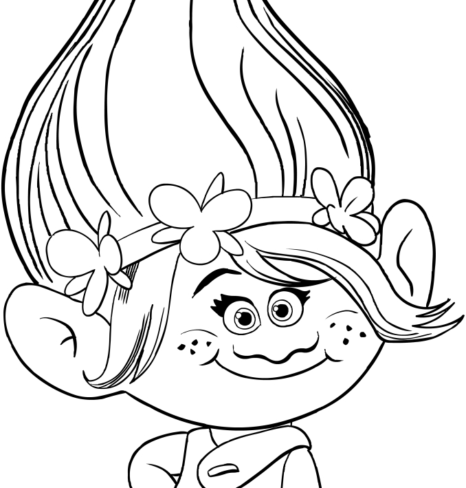 Les coloriages de Poppy (le visage) des Trolls  imprimer et colorier