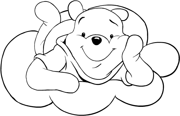 Coloriage de Winnie the Pooh on the cloud di compleanno  imprimer et colorier