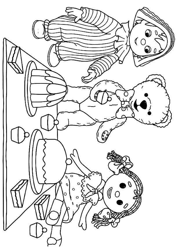 Dibujo de Andy Pandy y sus amigos  para imprimir y colorear