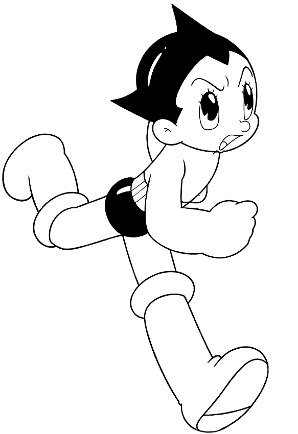 Dibujo de Astroboy que corre para imprimir y colorear