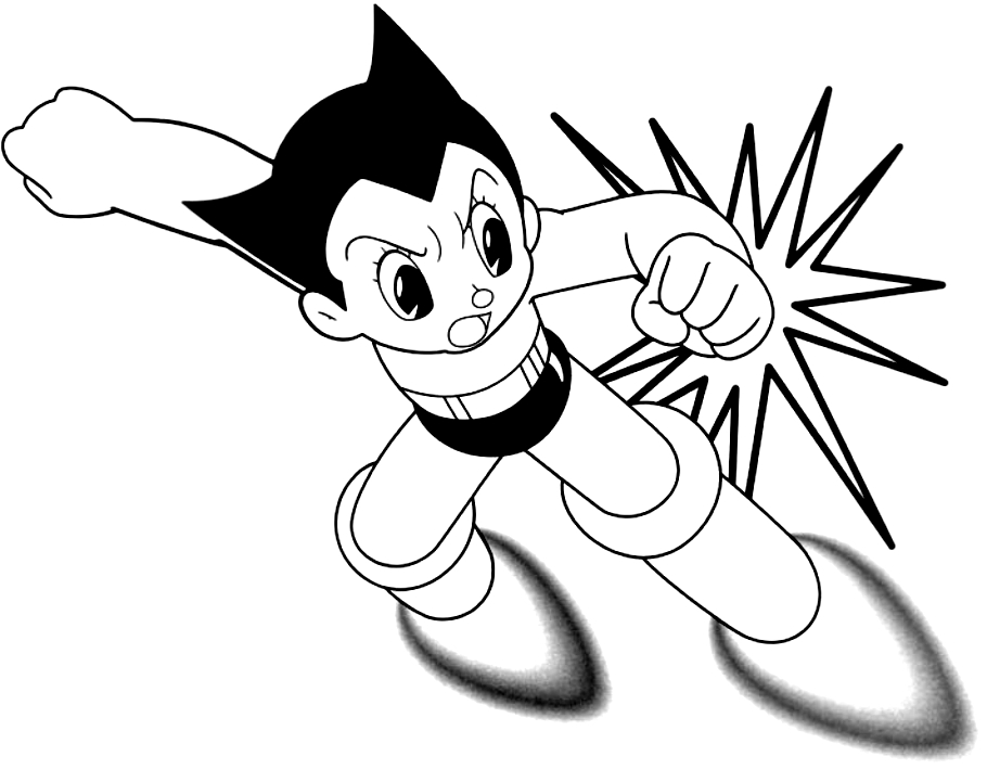 Dibujo de Astroboy en accin para imprimir y colorear