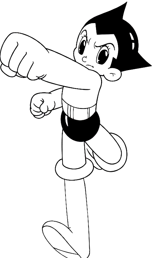 Dibujo de Astroboy que golpea para imprimir y colorear