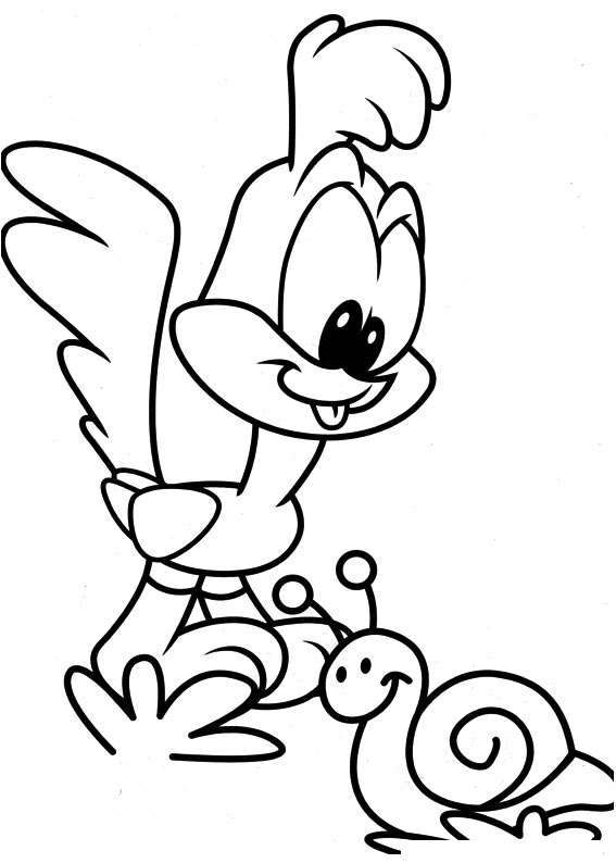 Dibujo de Beb Beep Beep y el caracol (Baby Looney Tunes) para imprimir y colorear