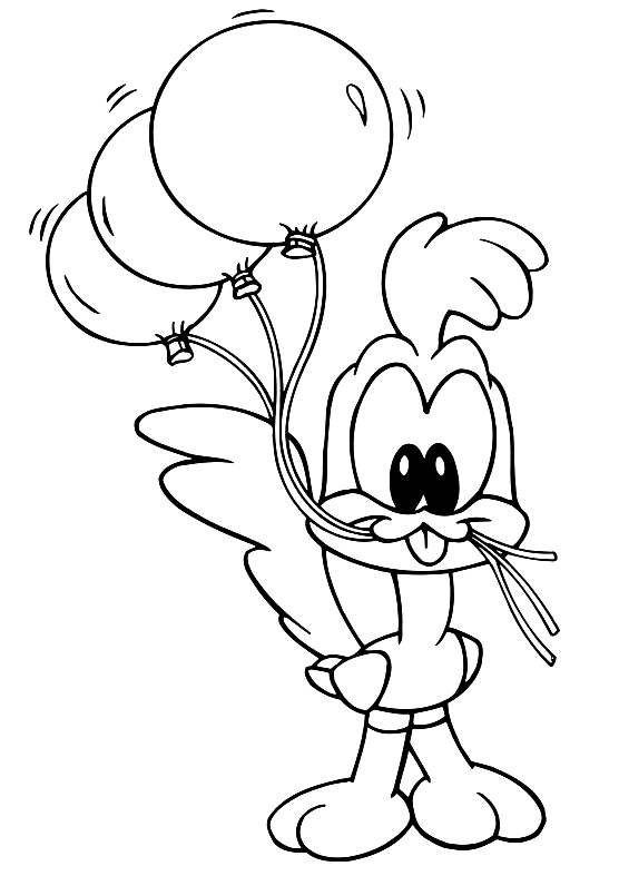 Dibujo de Beb Beep Beep con globos (Baby Looney Tunes) para imprimir y colorear