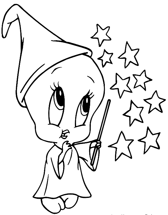 Dibujo de Beb Piolin  pequeo mago (Baby Looney Tunes) para imprimir y colorear