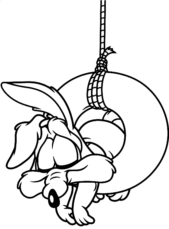 Dibujo de Beb Wile Coyote que dorme en el columpio (Baby Looney Tunes) para imprimir y colorear