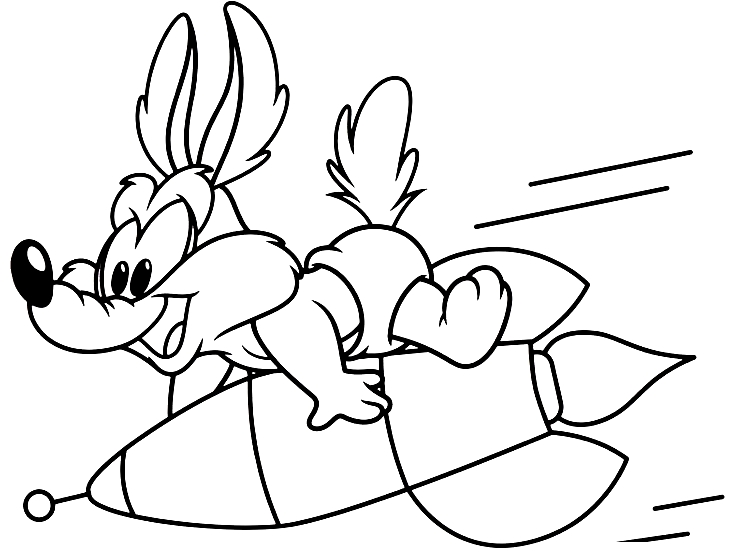 Dibujo de Beb Wile Coyote a bordo del cohete (Baby Looney Tunes) para imprimir y colorear