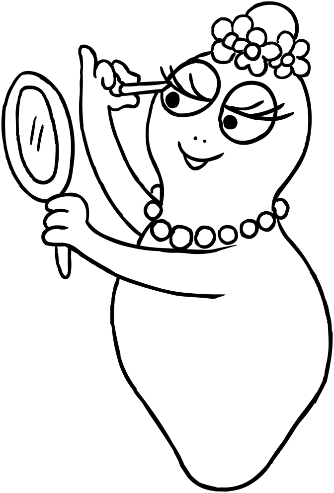 Dibujo de Barbabella la vanitosa de los Barbapapa para imprimir y colorear