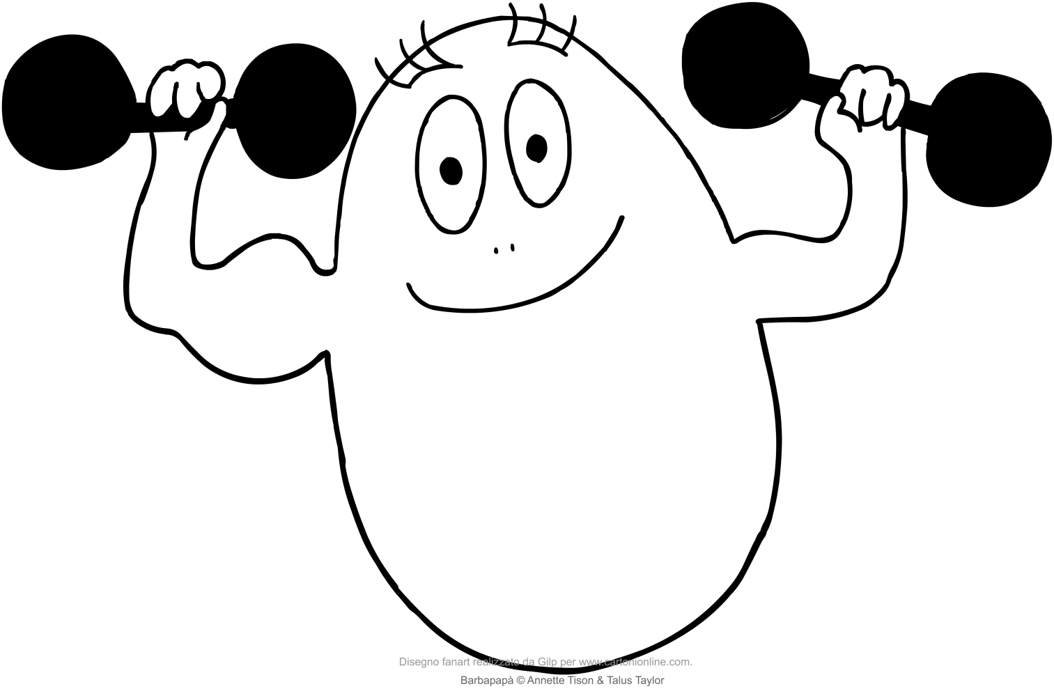 Dibujo de Barbabravo el deportista de los Barbapap para imprimir y colorear