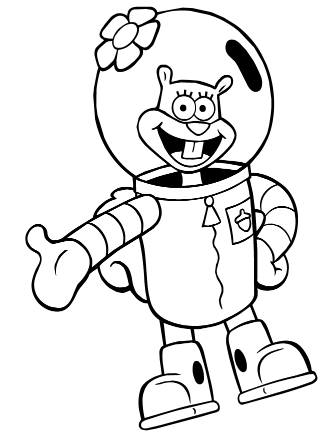 Dibujo de Sandy Cheeks, lo scoiattolo palombaro para imprimir y colorear 