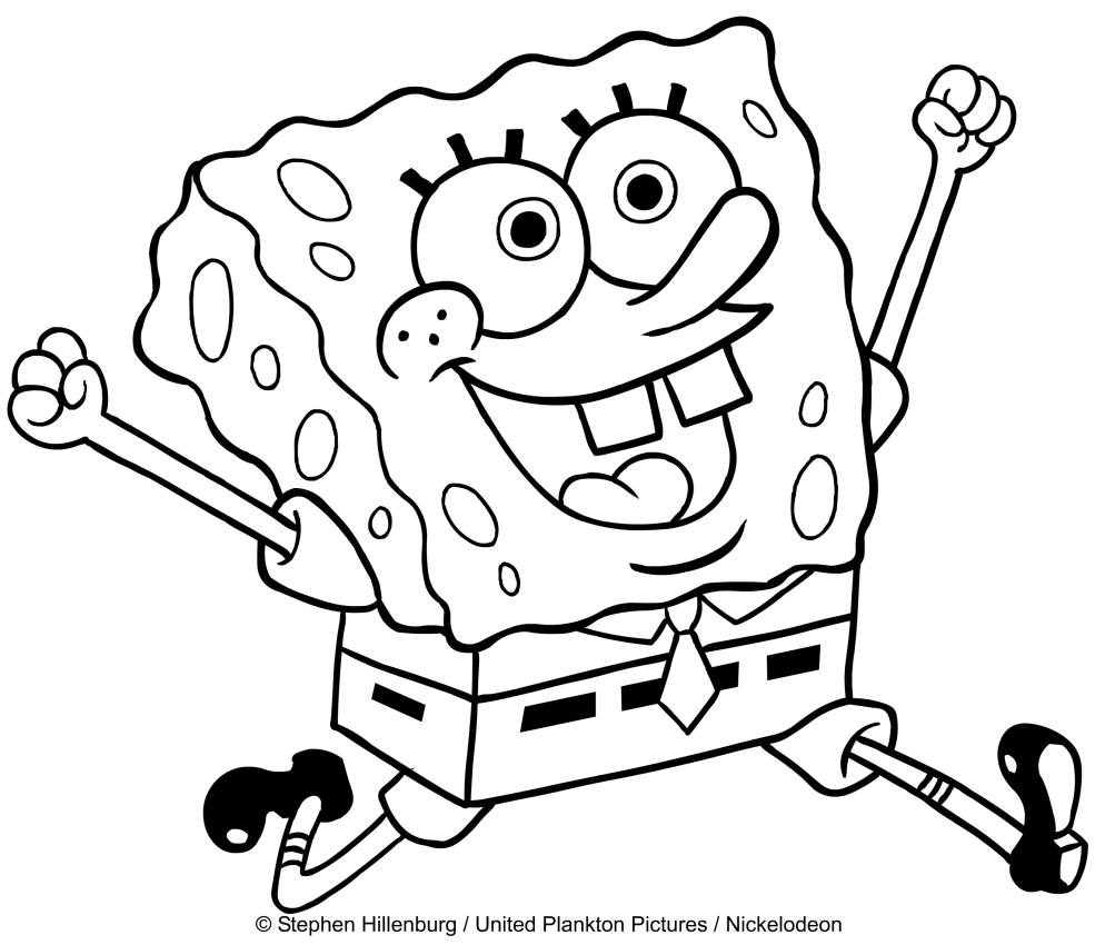 Dibujo de Bob Esponja que corre para imprimir y colorear 