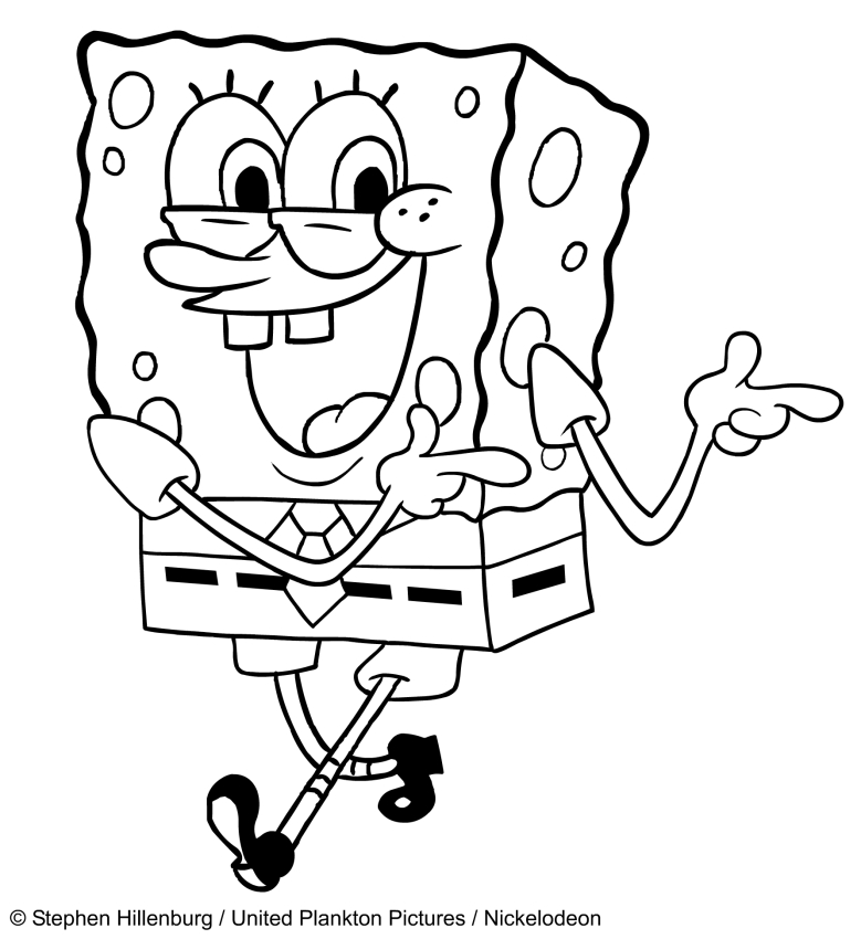 Dibujo de Bob Esponja para imprimir y colorear 