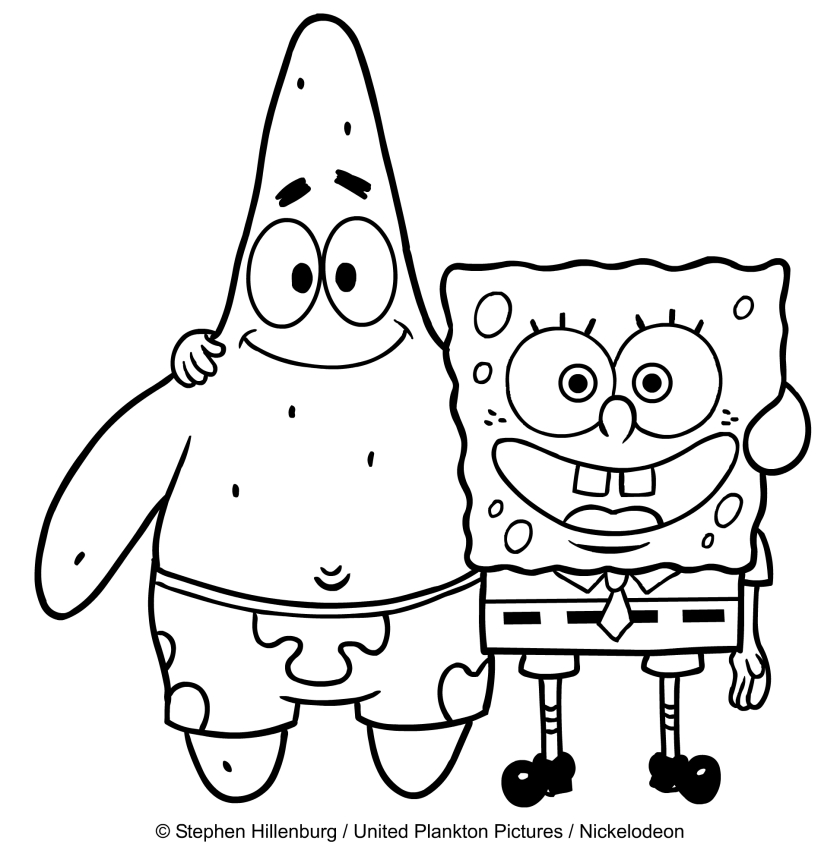 Dibujo de Bob Esponja e Patrick para imprimir y colorear 