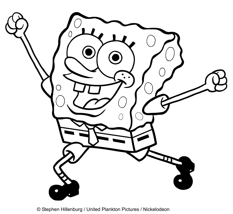 Dibujo de Bob Esponja felice para imprimir y colorear 