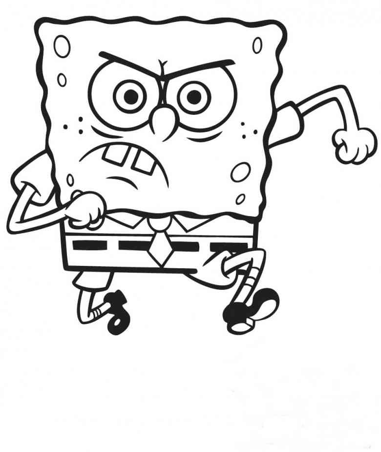 Dibujo de Bob Esponja arrabbiato para imprimir y colorear 