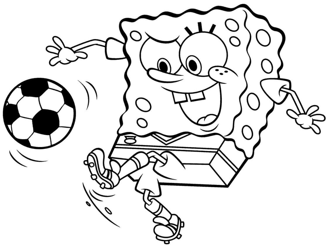 Dibujo de Bob Esponja calciatore para imprimir y colorear 