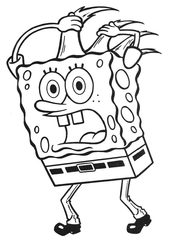 Dibujo de Bob Esponja con cresta punk para imprimir y colorear 