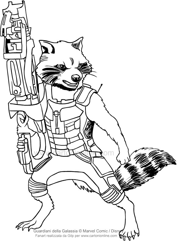 Dibujo Rocket Raccoon (Los Guardianes de la Galaxia) para imprimir y colorear