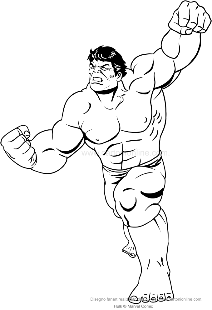 Dibujo de Ataque Hulk para imprimir y colorear