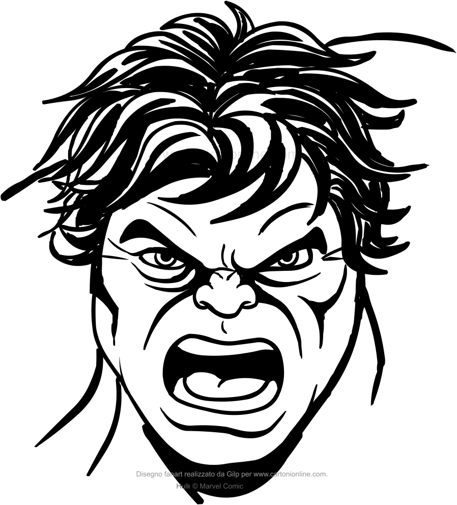 Dibujo de Hulk de la cara para imprimir y colorear