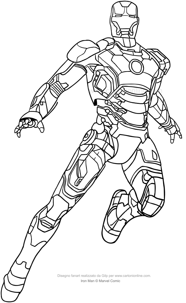 Dibujo de Iron-Man a figura completa para imprimir y colorear