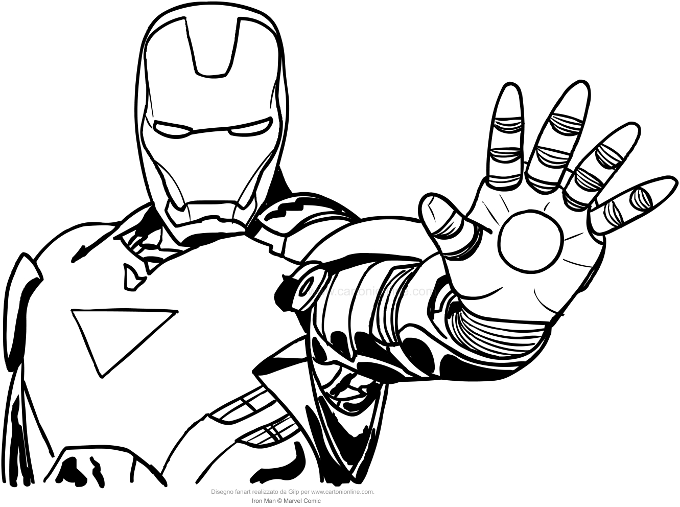 Dibujo de Iron-Man media longitud para imprimir y colorear