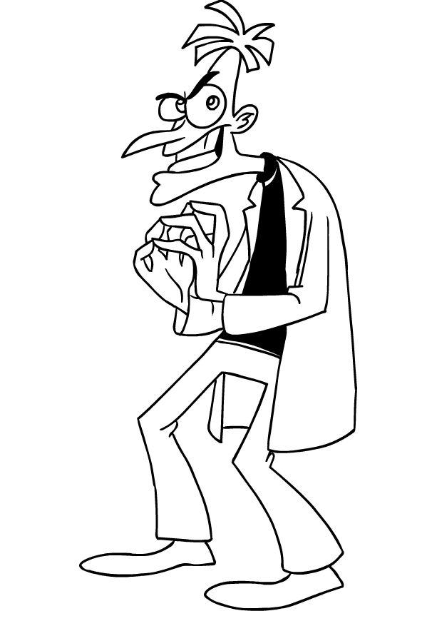 Dibujo de Dr Doofenshmirtz de Phineas y Ferb para imprimir y colorear