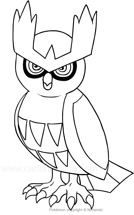 Dibujo de Noctowl de los Pokemon para imprimir y colorear