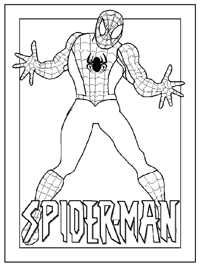 Dibujo de Spiderman a figura completa para imprimir y colorear 