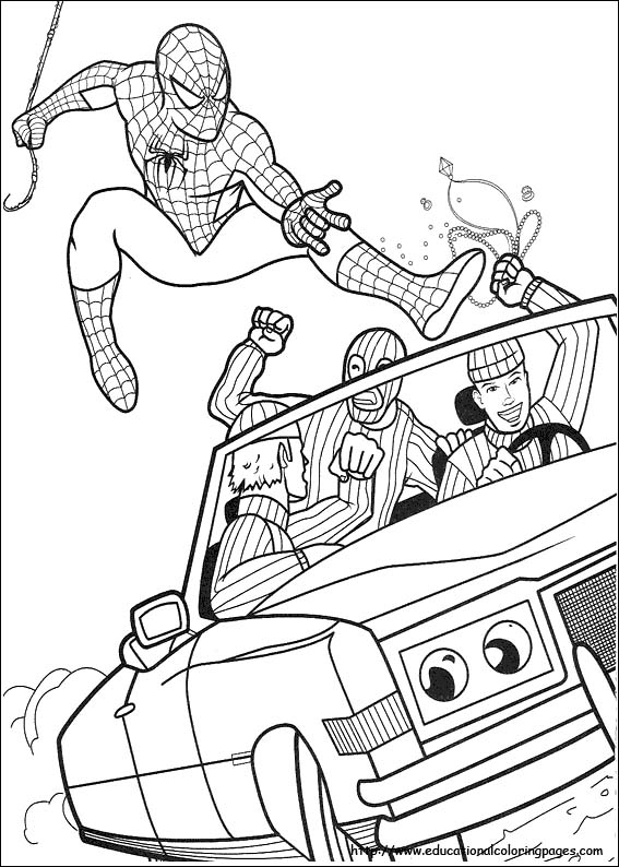 Dibujo de Spiderman che atrapar criminales para imprimir y colorear 