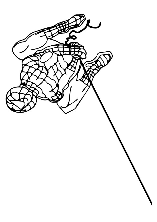 Dibujo de Spiderman che roca en la telaraa para imprimir y colorear 