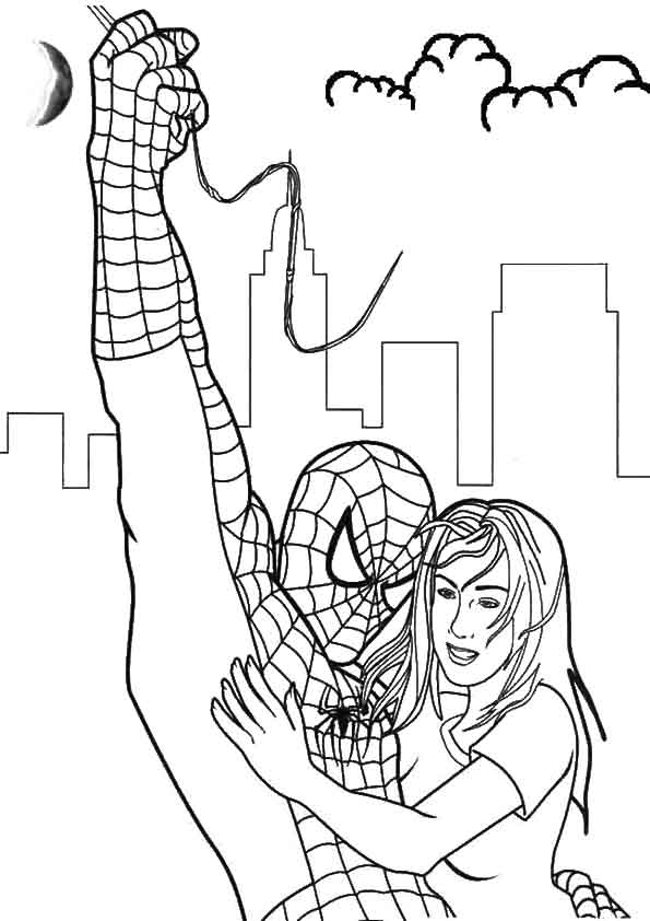 Dibujo de Spiderman che salvar a Mary Janer para imprimir y colorear 