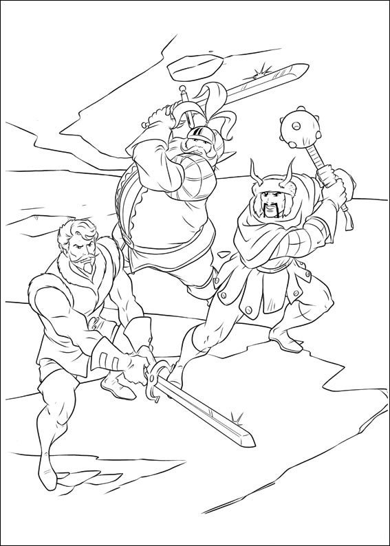 Dibujo de los tres guerreros Fandral, Hogun y Volstagg para imprimir y colorear