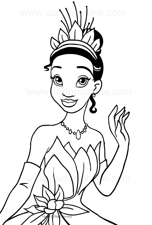 Dibujo de la princesa Tiana (la cara) para imprimir y colorear