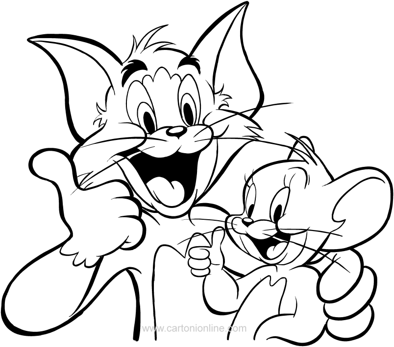 Dibujo de Tom y Jerry OK para imprimir y colorear