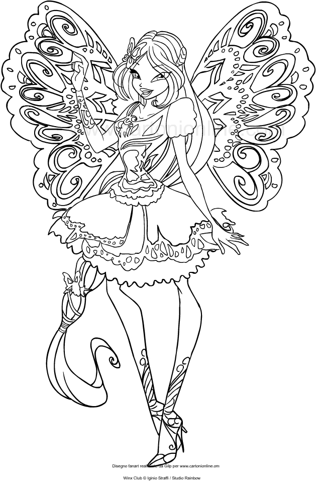 Dibujo de Flora Butterflix (Winx Club) para imprimir y colorear