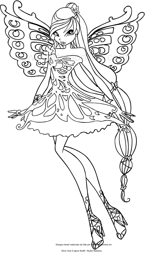 Dibujo de Musa Butterflix (Winx Club) para imprimir y colorear